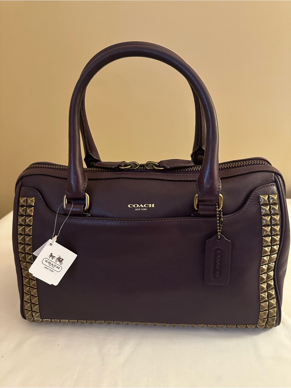COACH Legacy Leather Satchel Haley with studs
